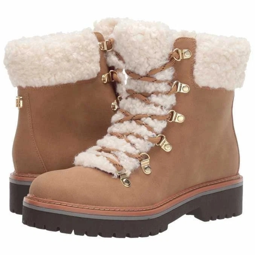 Tommy Hilfiger Brown Shearling Ankle Boots - Picture 2 of 5